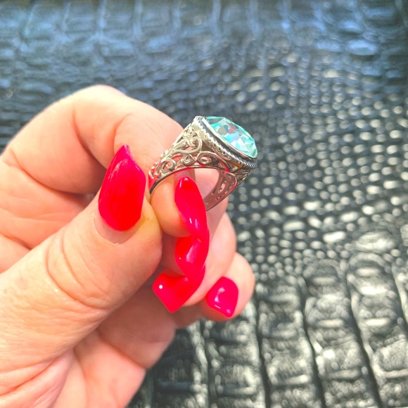 Italian filigree silver dichroic stone Sz 7 - Picture 3 of 4